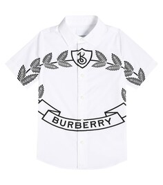 Рубашка из смесового хлопка с логотипом Burberry, белый