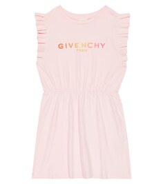 Хлопковое платье с рюшами Givenchy Kids, розовый