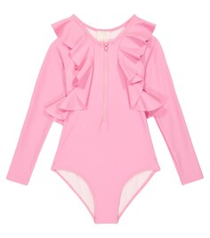 Купальник с рашгардом и логотипом Givenchy Kids, розовый