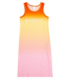 Платье из хлопкового джерси с эффектом &quot;омбре&quot; и логотипом Givenchy Kids, разноцветный