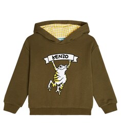 Детское худи из смесового хлопка и флиса Kenzo, бежевый