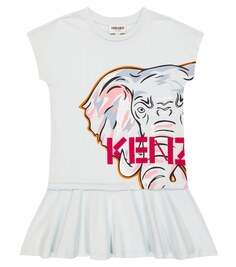 Платье-футболка из хлопка с логотипом Kenzo, синий