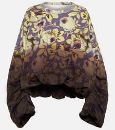 Толстовка Hannett из хлопка с драпировкой и цветочным принтом DRIES VAN NOTEN, фиолетовый