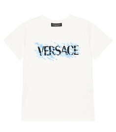 Футболка из хлопкового джерси с логотипом Versace, белый