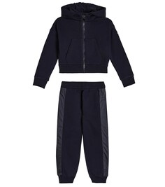 Хлопковая толстовка с логотипом и спортивные штаны Moncler Enfant, синий