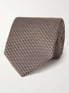 Шелковый жаккардовый галстук шириной 8,5 см TOM FORD, коричневый