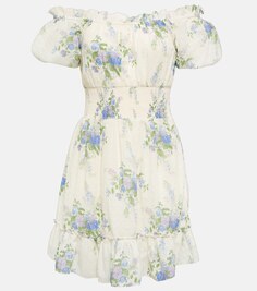 Мини-платье Lai из хлопка с цветочным принтом LOVESHACKFANCY, белый