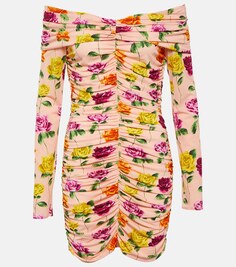 Мини-платье с открытыми плечами и цветочным принтом со сборками MAGDA BUTRYM, разноцветный