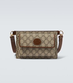 Холщовая поясная сумка с узором GG Supreme Gucci, коричневый
