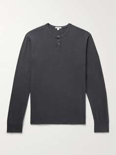 Футболка Henley из смеси хлопка и льна JAMES PERSE, серый