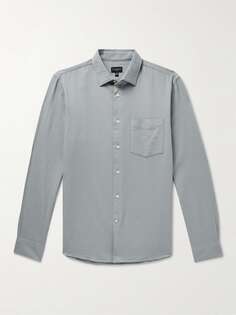 Рубашка узкого кроя вафельной вязки из смесового хлопка CLUB MONACO, серый