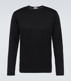 Классическая хлопковая футболка с длинными рукавами Sunspel, черный