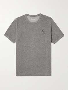 Махровая футболка из смесового хлопка с вышитым логотипом OLIVER SPENCER, серый