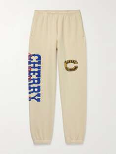 Зауженные спортивные штаны из хлопкового джерси с логотипом Cherry La, экрю