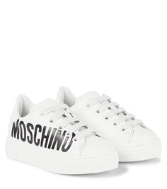 Кожаные кроссовки с логотипом Moschino, белый