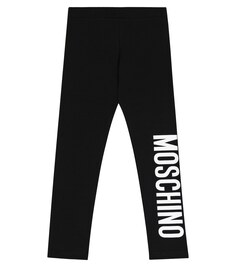 Леггинсы из хлопкового джерси с принтом Moschino, черный