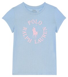 Футболка из хлопкового джерси с логотипом Polo Ralph Lauren, синий