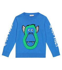 Хлопковый свитер интарсия Stella McCartney Kids, синий