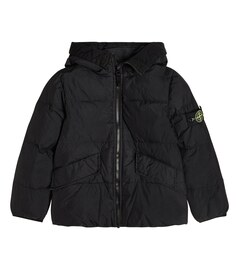 Пуховик с нашивкой-логотипом Stone Island Junior, черный