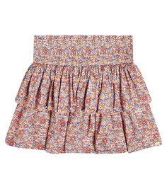 Ярусная юбка из хлопка с цветочным принтом Tartine et Chocolat, разноцветный