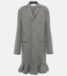 Пальто из смесовой шерсти с оборками JW ANDERSON, серый