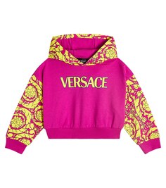 Худи с логотипом из хлопка Versace, розовый