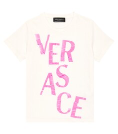 Футболка из хлопкового джерси с логотипом Versace, белый