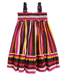 Полосатое платье Clover из хлопка Zimmermann Kids, разноцветный