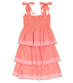 Ярусное платье Tiggy из хлопка с принтом Zimmermann Kids, розовый