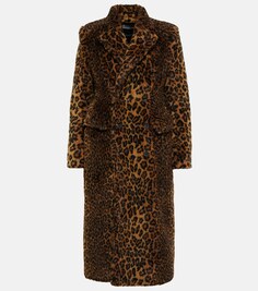 Пальто из искусственного меха с леопардовым принтом BALENCIAGA, коричневый
