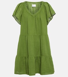 Ярусное мини-платье Eleanor из хлопка VELVET, зеленый