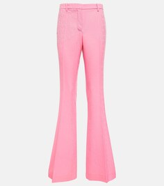 Расклешенные шерстяные брюки Versace Allover VERSACE, розовый