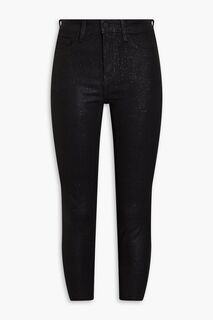 Укороченные джинсы-скинни Margot с блестками и высокой посадкой L&apos;AGENCE, черный L'agence