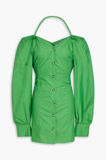 Платье мини Alyssa из хлопка и поплина с открытыми плечами NANUSHKA, зеленый
