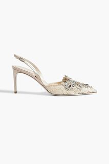 Туфли Veneziana с кружевной пяткой и шнуровкой, украшенной декором Rene&apos; Caovilla, бежевый