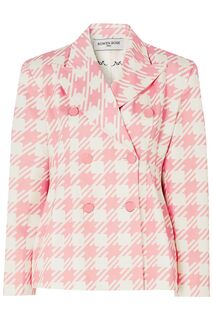 Двубортный пиджак Vichy Iconic из хлопкового твила с узором &quot;гусиные лапки&quot; ROWEN ROSE, розовый