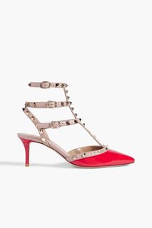 Двухцветные туфли Rockstud из лакированной кожи VALENTINO GARAVANI, красный