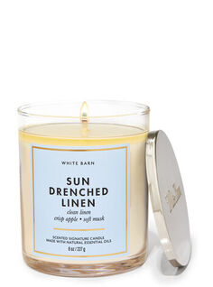 Фирменная свеча с одним фитилем Sun-drenched Linen, 8 oz / 227 g, Bath and Body Works