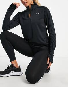 Черный топ с длинными рукавами и молнией до половины Nike Running Pacer Dri-Fit