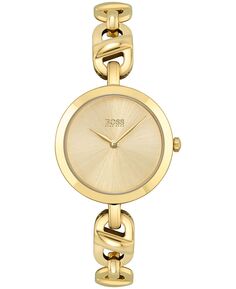 Женские часы-браслет из нержавеющей стали с золотистой цепочкой, 28 мм BOSS, золотой