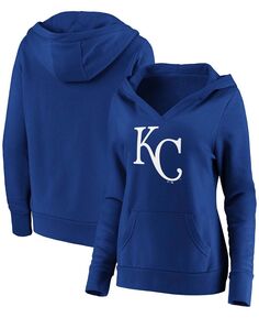 Пуловер с капюшоном и логотипом Royal Kansas City Royals размера плюс с v-образным вырезом и логотипом Fanatics