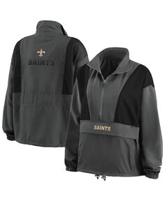 Женская темно-серая складная куртка с молнией до половины New Orleans Saints Popover WEAR by Erin Andrews