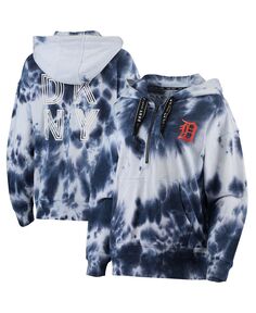 Женская белая, темно-синяя толстовка с капюшоном на молнии Detroit Tigers Dakota Tie Dye DKNY