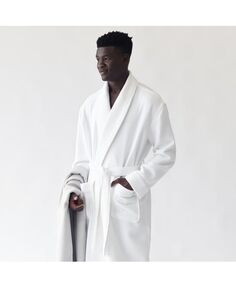 Вафельный махровый халат для женщин и мужчин Cozy Earth, белый