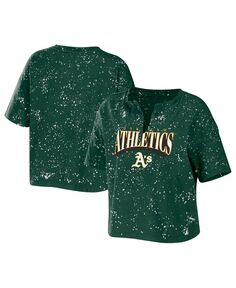 Зеленая женская футболка Oakland Athletics с вырезом и принтом тай-дай WEAR by Erin Andrews, зеленый