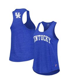 Женская майка Heather Royal Kentucky Wildcats Two-Hit Intramural Tri-Blend с овальным вырезом-борцовкой League Collegiate Wear