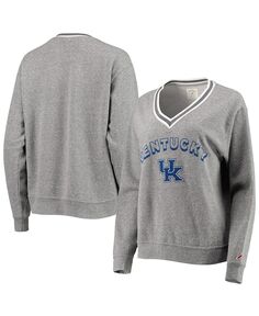 Женский серый пуловер с треугольным вырезом Kentucky Wildcats Victory Springs, толстовка с v-образным вырезом League Collegiate Wear