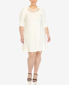 Свободное платье больших размеров с перекрещивающимся вырезом и рукавами 3/4 White Mark, белый