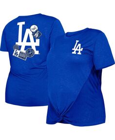 Женская футболка размера плюс с двумя узлами спереди Royal Los Angeles Dodgers New Era