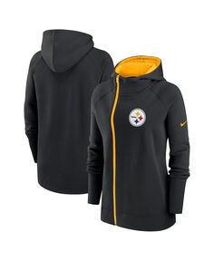 Женская черная худи с молнией во всю длину и асимметричным реглан Pittsburgh Steelers Nike, черный